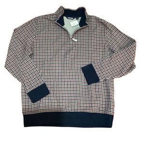 NWT Lands’ End Bedford Checkered print 1/4 zip Shirt Top XL